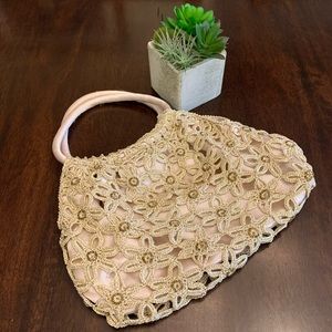 Small Bohemian Festival Crochet Creme Bag